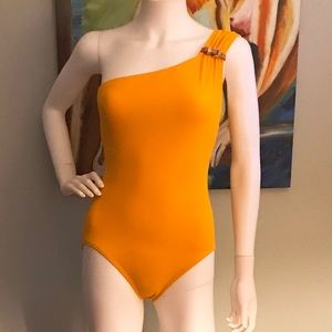 New - Michael Kors One-shoulder Maillot One-piece